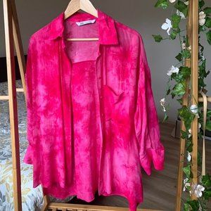 Zara Button Down Pink Size